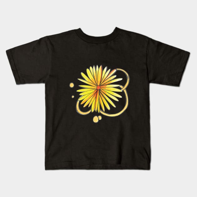 Yellow flower Kids T-Shirt by CréaTiff